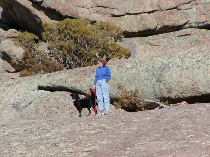 Picture of Wife and Dog at Split Rock.